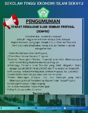 PENGUMUMAN  SYARAT PENGAJUAN UJIAN SEMINAR PROPOSAL  (SEMPRO)